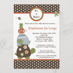 5x7 Laguna Turtle Frog Bee Baby Shower Invitation