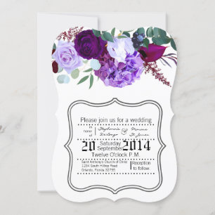5x7 Lavender Hibiscus on White Invitation