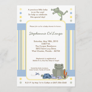 5x7 Leap Frog Turtle Bee Baby Shower Invitation