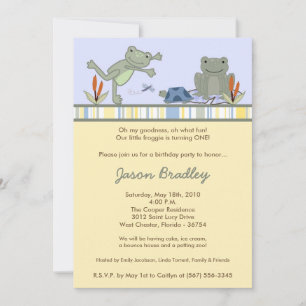5x7 Leap Frog Turtle Bee Birthday Party Invitation