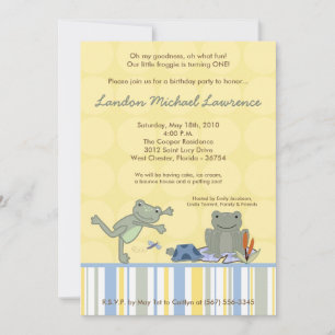 5x7 Leap Frog Turtle Bee Birthday Party Invitation