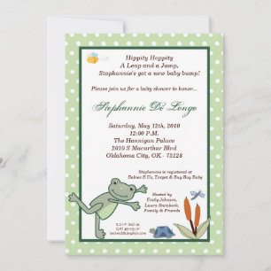 5x7 Leap Frog Turtle Pond Baby Shower Invitation