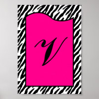 5x7 Letter Wall Art Hot Pink Zebra Animal Print