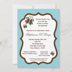 5x7 Light Blue Butterfly Baby Shower Invitation