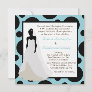 5x7 Light Blue Pok-a-Dot Wedding Invitation