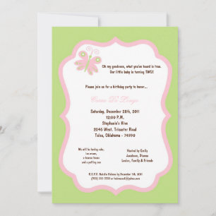 5x7 Light Green Honey Bee Birthday Invitation