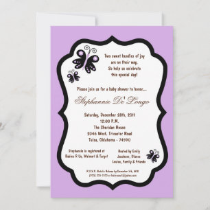 5x7 Light Purple Butterfly Baby Shower Invitation