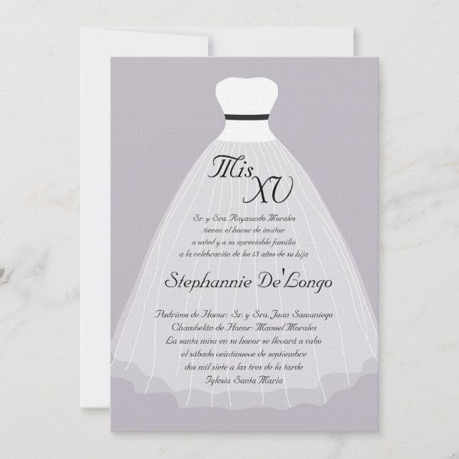 5x7 Lilac Dress Quinceanera Birthday Invitation (Front)