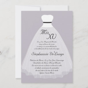5x7 Lilac Dress Quinceanera Birthday Invitation