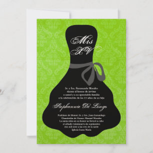 5x7 Lime Dress Quinceanera Birthday Invitation