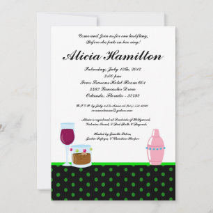 5x7 Lime Green Cocktails Bachelorette Invitation