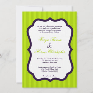 5x7 Lime Green & Purple Linen Wedding Invitation