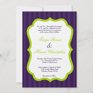 5x7 Lime Green & Purple Linen Wedding Invitation