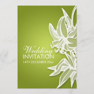5x7 Lime Lily Bouquet Elegant Wedding Invitation