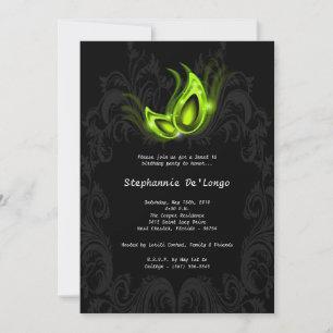 5x7 Lime Masquerade Sweet 16 Birthday Invitation
