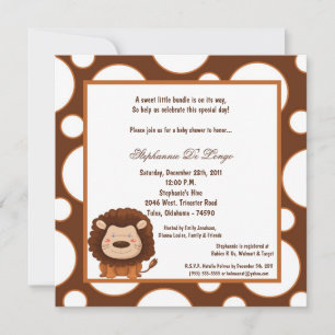 5x7 Lion Pok-a-Dot Baby Shower Invitation