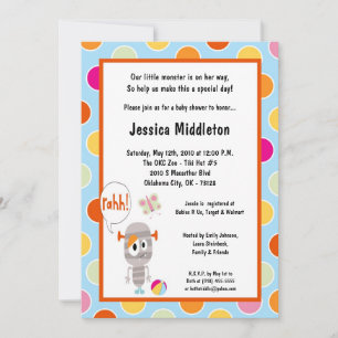 5x7 Little Monster  Baby Shower Invitation