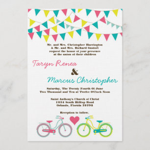 5x7 Lovers Bike Bicycle Carniva Wedding Invitation