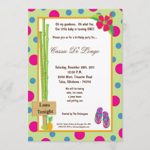 5x7 Luau Birthday Party Invite