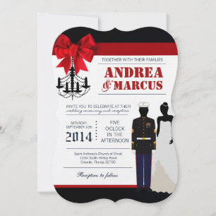 5x7  Marine Bride Uniform Wedding Invitation