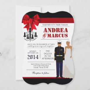 5x7  Marine Hispanic Uniform Wedding Invitation