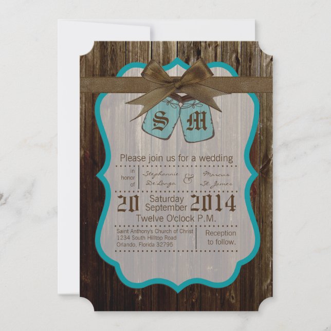 5x7 Mason Jar Initials Rustic Wedding Invitation (Front)