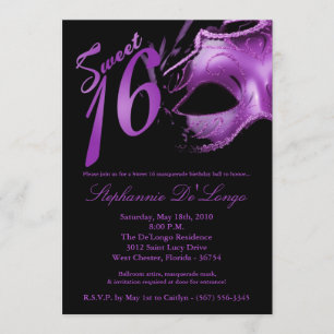 5x7 Masquerade Mask Sweet 16 Birthday Invitation
