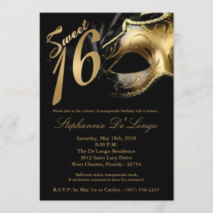 5x7 Masquerade Mask Sweet 16 Birthday Invitation