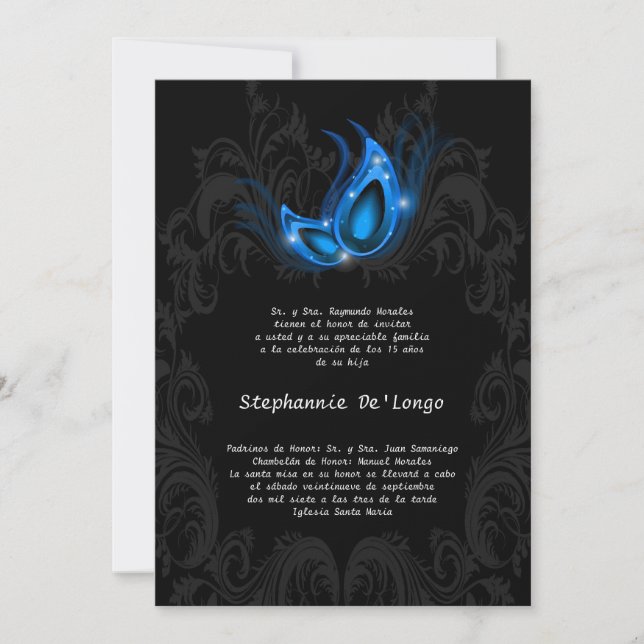 5x7 Masquerade Quinceanera Birthday Invitation (Front)