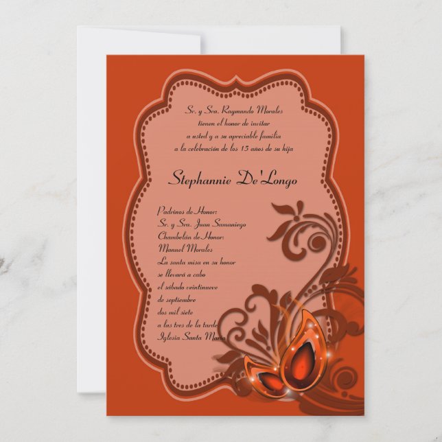 5x7 Masquerade Quinceanera Birthday Invitation (Front)