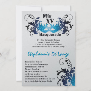 5x7 Masquerade Quinceanera Birthday Invitation