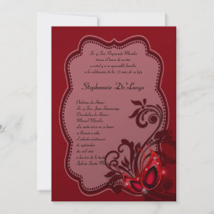 5x7 Masquerade Quinceanera Birthday Invitation