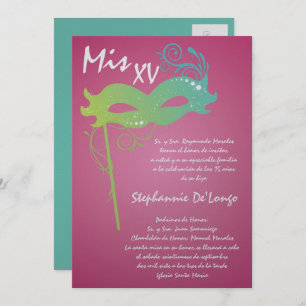 5x7 Masquerade Quinceanera Birthday Invitation
