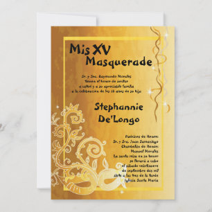 5x7 Masquerade Quinceanera Birthday Invitation