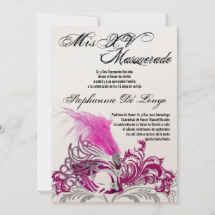 5x7 Masquerade Quinceanera Birthday Invitation