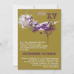 5x7 Masquerade Quinceanera Birthday Invitation