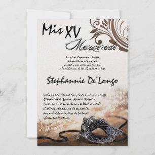 5x7 Masquerade Quinceanera Birthday Invitation