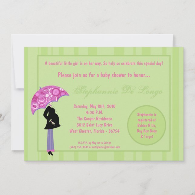 5x7 Modern Mod Mum Shopping Baby Shower Invitation (Front)