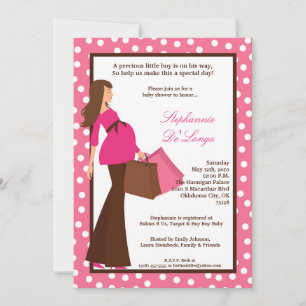 5x7 Modern Mod Mum Shopping Baby Shower Invitation