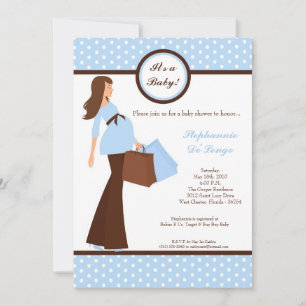 5x7 Modern Mod Mum Shopping Baby Shower Invitation