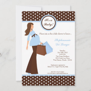 5x7 Modern Mod Mum Shopping Baby Shower Invitation