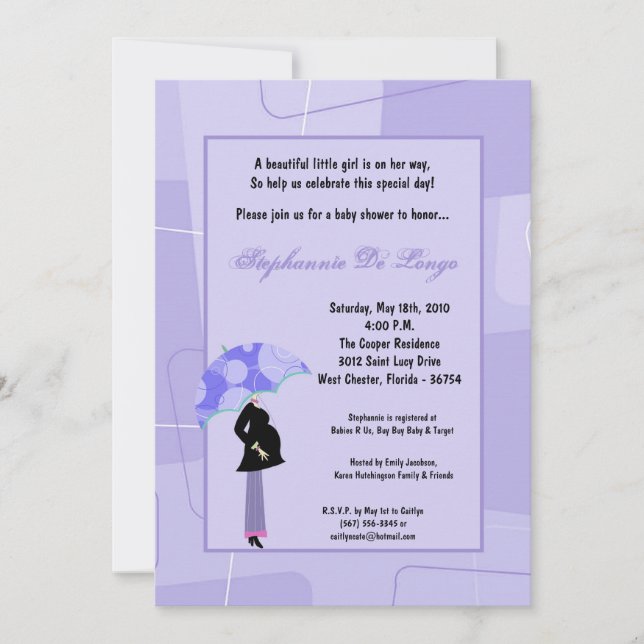5x7 Modern Mod Mum Shopping Baby Shower Invitation (Front)