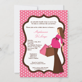 5x7 Modern Mod Mum Shopping Baby Shower Invitation