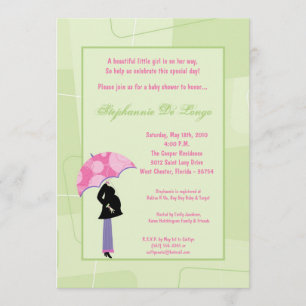 5x7 Modern Mod Mum Shopping Baby Shower Invitation