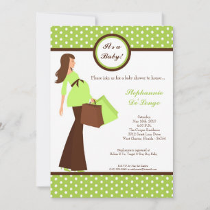 5x7 Modern Mod Mum Shopping Baby Shower Invitation