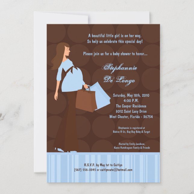 5x7 Modern Mod Mum Shopping Baby Shower Invitation (Front)