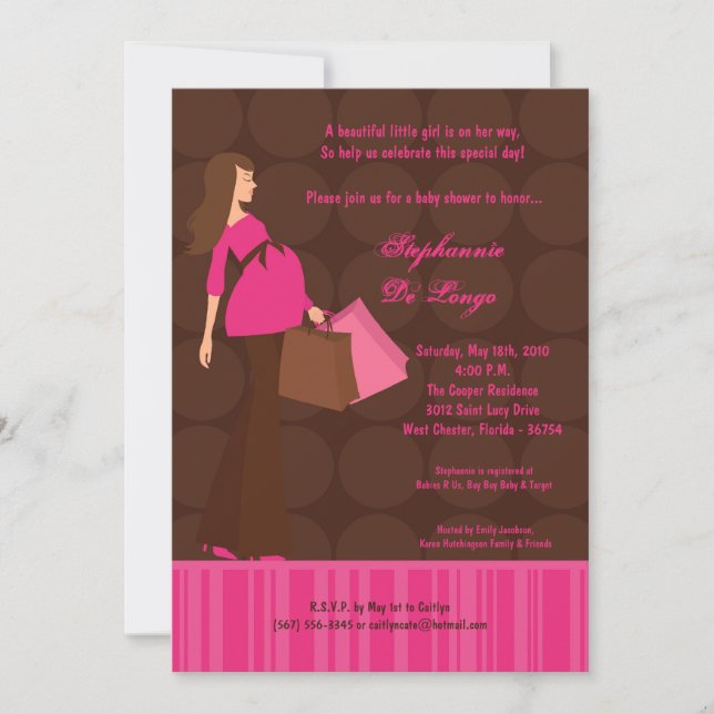 5x7 Modern Mod Mum Shopping Baby Shower Invitation (Front)