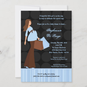 5x7 Modern Mod Mum Shopping Baby Shower Invitation