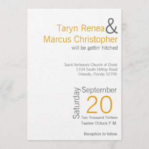 5x7 Modern Mustard Grey Chevron Wedding Invitation
