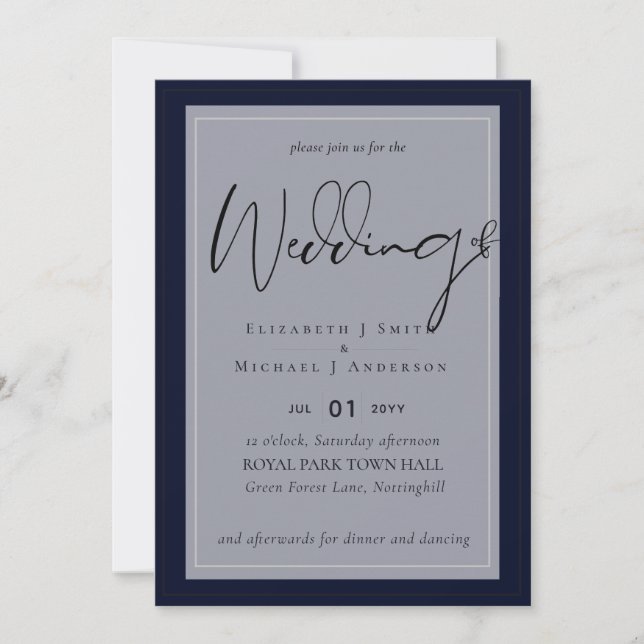 5x7 Modern Script Overlay Budget Wedding Invites (Front)